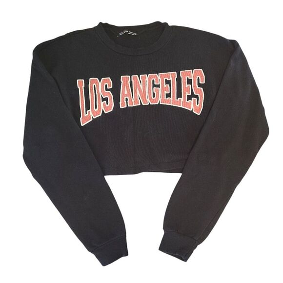 Rock Rose Couture Black Los Angeles Fleece Half Sweatshirt Top Medium - Picture 4 of 10